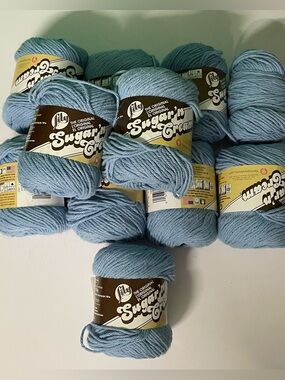 Lily Sugar'n Cream Light Blue Cotton Yarn - Multiple Skeins